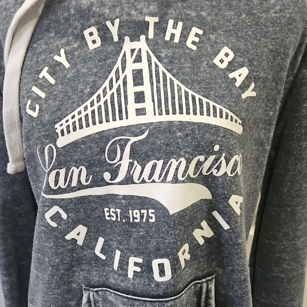 City by the Bay Gray Kangaroo pouch Hoodie Sweatshirt sz XL